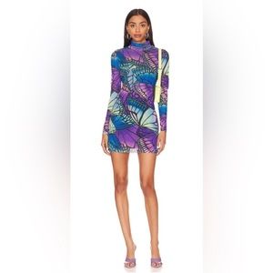 REVOLVE Justine Velvet Dress in Electric Butterfly